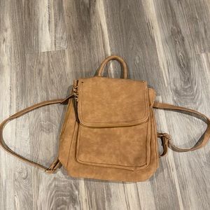 Saddle tan backpack purse
